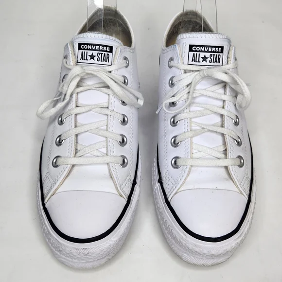 Converse CT All Star Leather Womens 8.5 Sneaker Lift Platform 561680C White - Picture 2 of 9